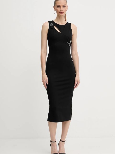 Versace Jeans Couture sukienka kolor czarny midi dopasowana 79HAO908 J0092