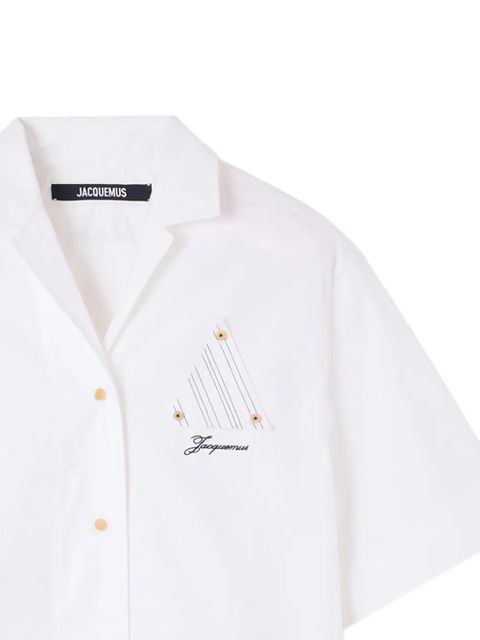 Jacquemus embroidered-logo short-sleeved shirt - White - zdjęcie produktu nr 2