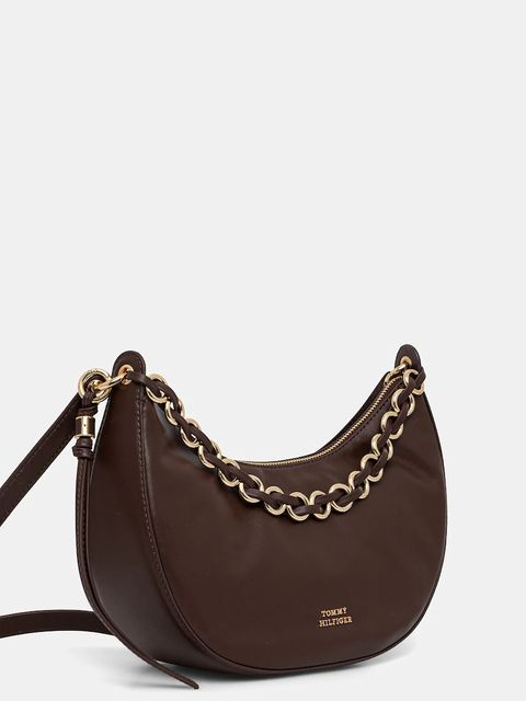 Tommy Hilfiger torebka skórzana kolor brązowy AW0AW17467 - zdjęcie produktu nr 2