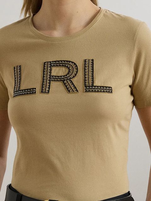Lauren Ralph Lauren t-shirt bawełniany damski kolor beżowy 200971125