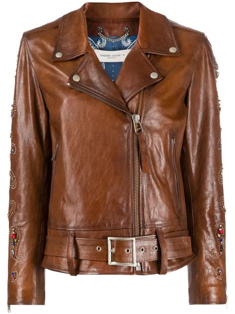 Golden Goose embellished biker jacket - Brown - zdjęcie produktu nr 1