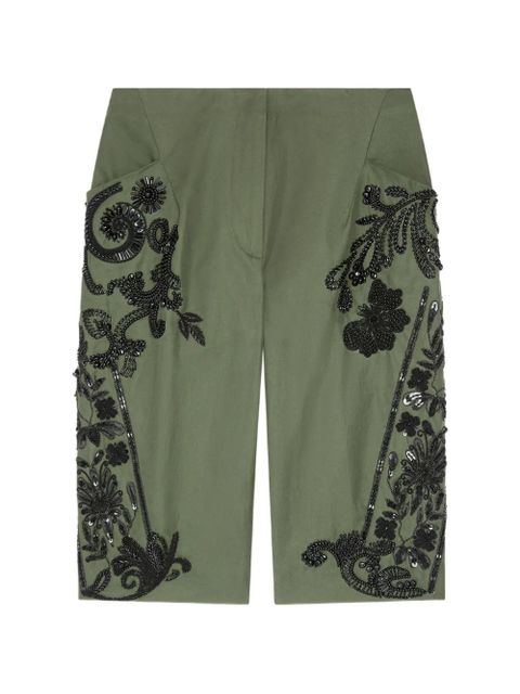 DRIES VAN NOTEN embroidered shorts - Green - zdjęcie produktu nr 1
