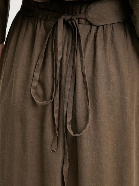 Answear.LAB sukienka z domieszką lnu kolor zielony maxi rozkloszowana