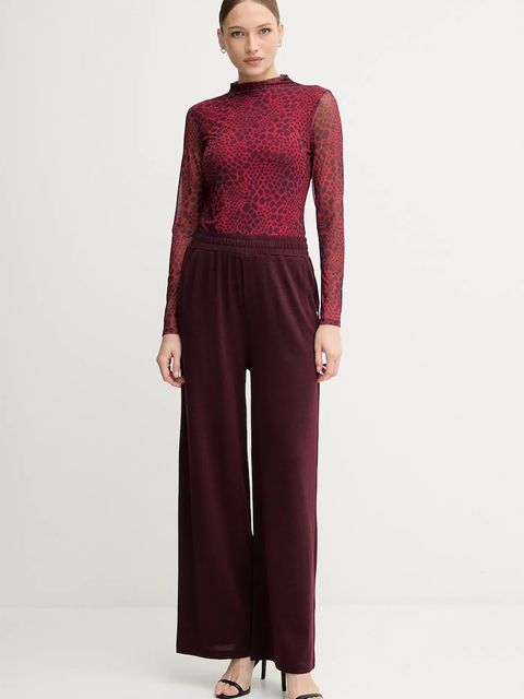 Marc Aurel spodnie damskie kolor bordowy szerokie high waist 1891-7000-73813 - zdjęcie produktu nr 2