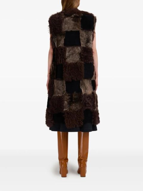 Marni patchwork faux fur gilet - Brown