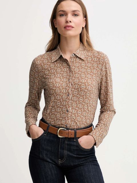 Lauren Ralph Lauren koszula damska kolor beżowy regular z kołnierzykiem klasycznym 200980178 - zdjęcie produktu nr 1