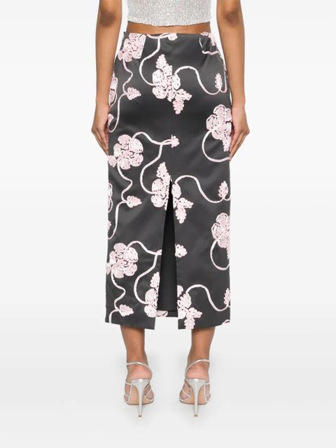 ROTATE BIRGER CHRISTENSEN appliqué pencil skirt - Grey