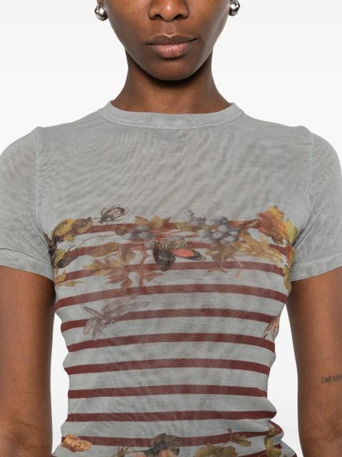 Jean Paul Gaultier striped floral T-shirt - Grey