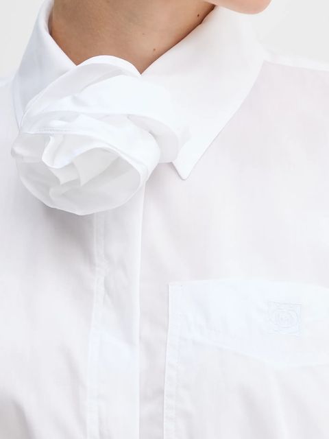 Marella koszula bawełniana damska kolor biały regular z kołnierzykiem klasycznym 2523116084200