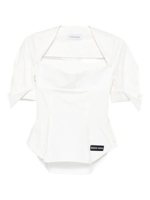 Marine Serre square-neck button-detail blouse - White