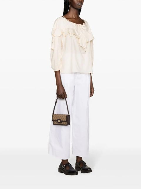 PINKO ruffled-detailing drawstring blouse - Neutrals