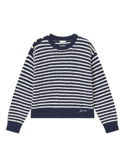 GANNI striped button-detail sweater - Blue - zdjęcie produktu nr 1