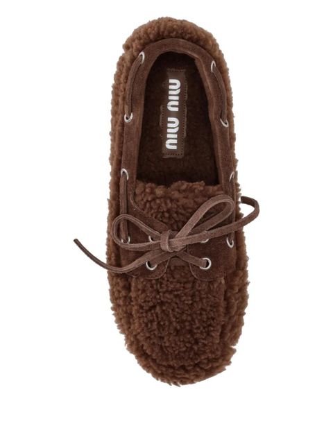 Miu Miu shearling loafers - Brown