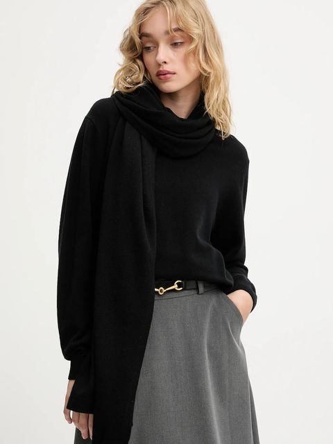 Answear.LAB sweter z wełny merino z szalem damski kolor czarny lekki - zdjęcie produktu nr 1