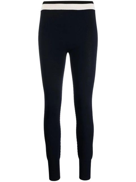 Jil Sander contrast-stripe knitted leggings - Blue - zdjęcie produktu nr 1