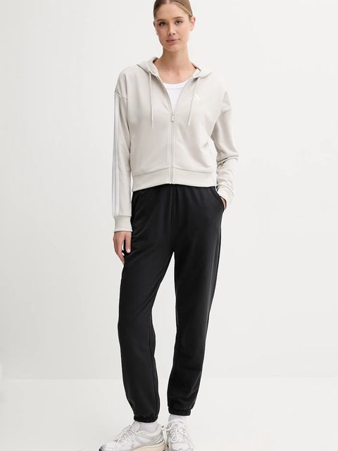 adidas bluza Essentials damska kolor beżowy z kapturem gładka JW1821 - zdjęcie produktu nr 2