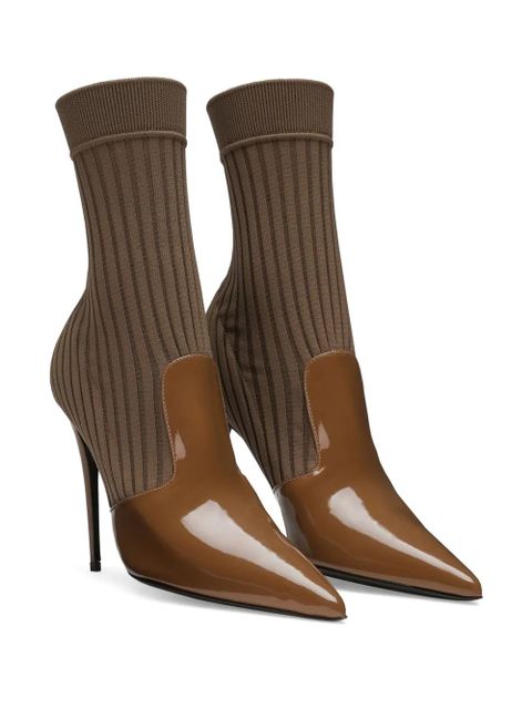 Dolce & Gabbana 105mm pointed-toe ankle boots - Brown