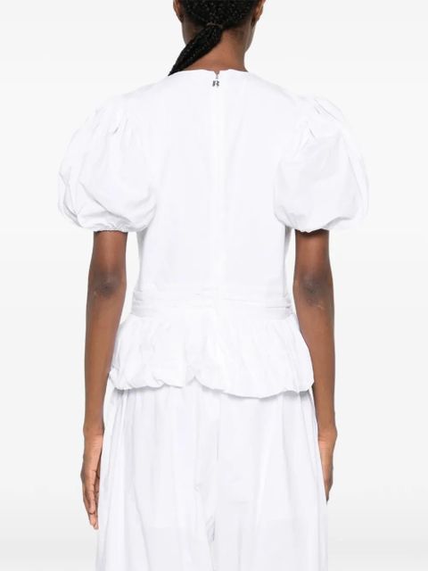 ROTATE BIRGER CHRISTENSEN puff-sleeves peplum top - White