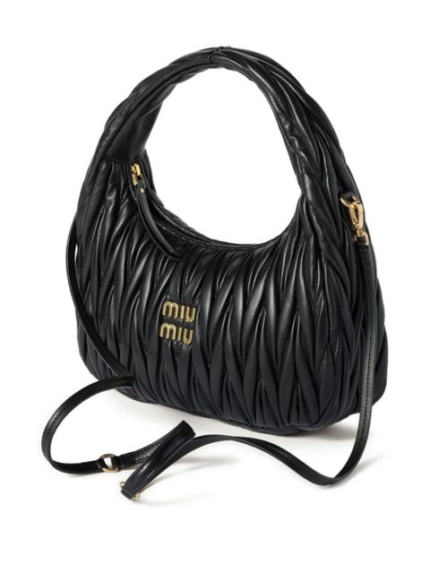 Miu Miu Wander matelassé leather tote bag - Black