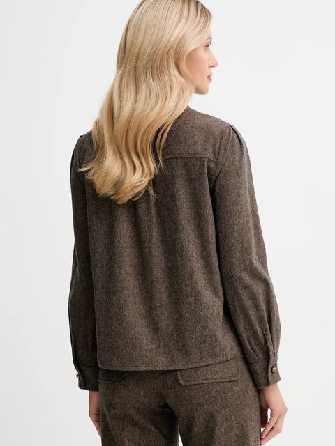 Sessun koszula z dodatkiem wełny damska kolor brązowy relaxed z kołnierzykiem klasycznym 25110009