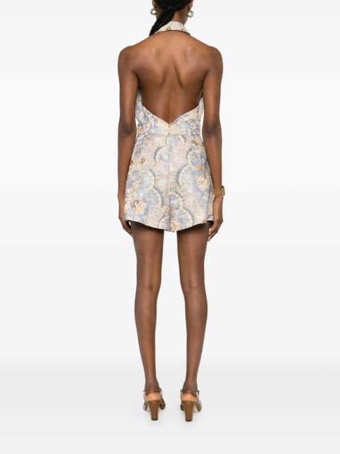 ZIMMERMANN Daylight belted floral playsuit - Blue