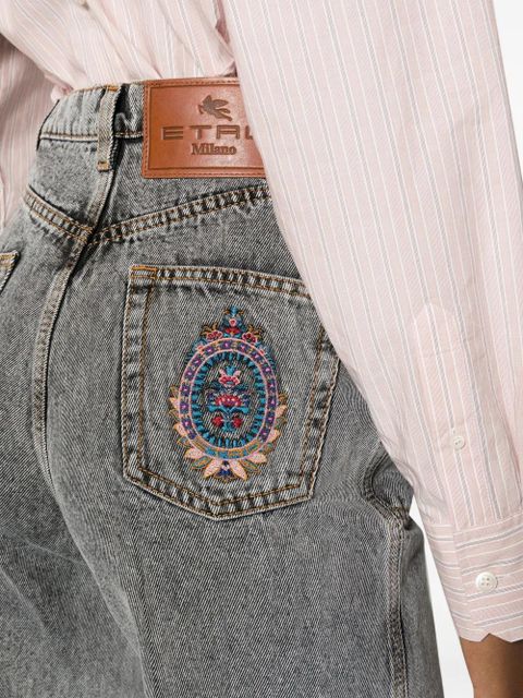 ETRO embroidered flared jeans - Grey