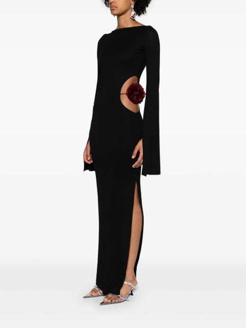 MANURÍ floral-appliqué jersey maxi dress - Black - zdjęcie produktu nr 2