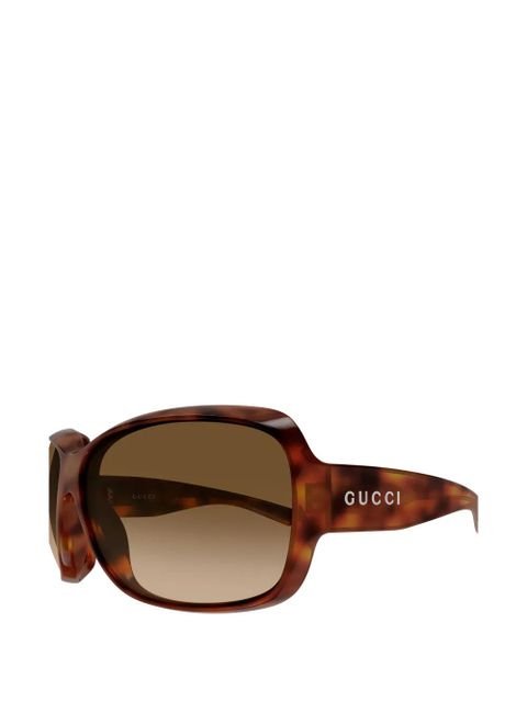 Gucci Eyewear tortoiseshell-effect geometric-frame sunglasses - Brown