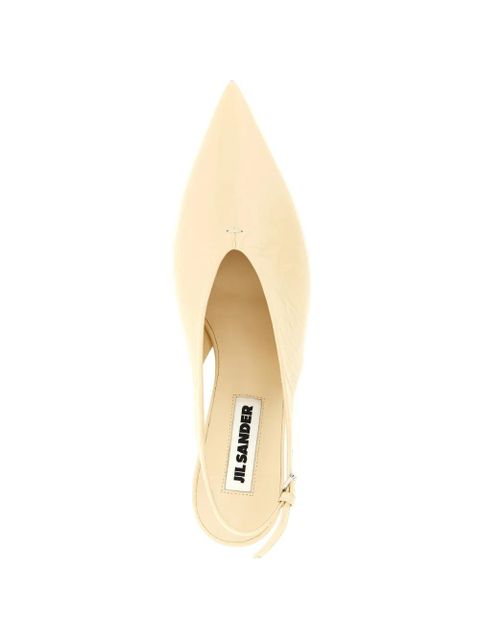 Jil Sander craquelé V-neck slingback pumps - Neutrals - zdjęcie produktu nr 2