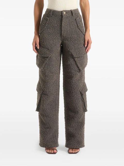 Manière De Voir Anne high-waisted boucle-effect cargo pants - Brown