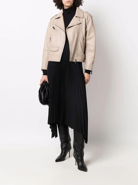 Yves Salomon zip-up leather biker jacket - Neutrals