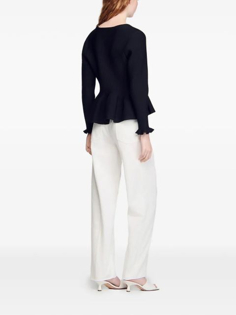 SANDRO textured peplum cardigan - Black