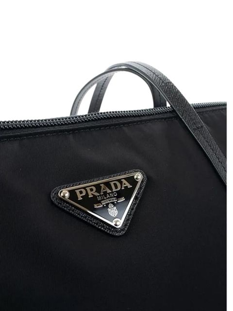 Prada logo-triangle tote bag - Black