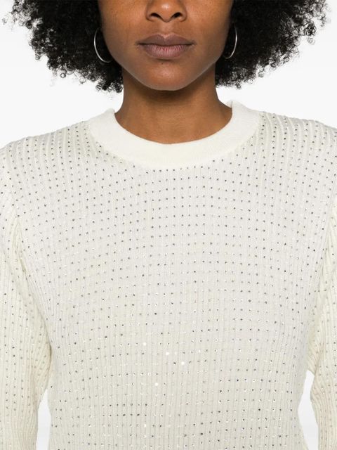 Golden Goose crystal embellished virgin wool jumper - White
