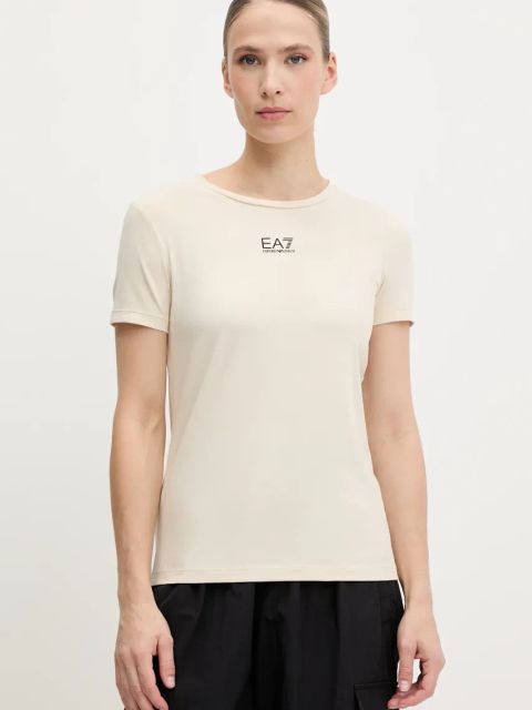 EA7 Emporio Armani t-shirt damski kolor beżowy AF12115.7W000072
