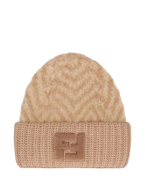 FENDI chevron FF beanie - Neutrals