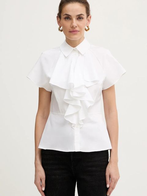 Karl Lagerfeld koszula bawełniana damska kolor biały slim z kołnierzykiem klasycznym A3W11035 - zdjęcie produktu nr 1