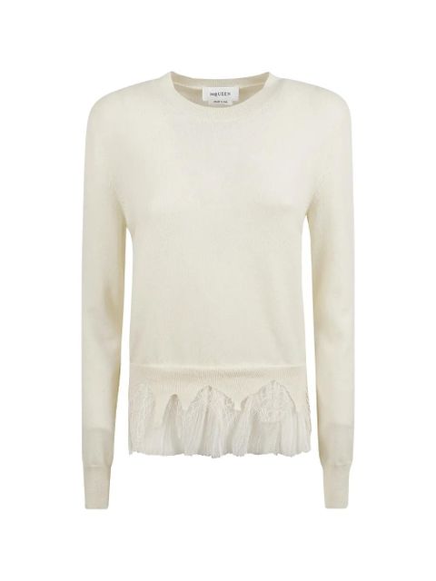 Alexander McQueen lace pleated sweater - Neutrals - zdjęcie produktu nr 1