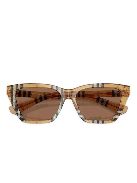 Burberry Eyewear tartan-pattern geometric-frame sunglasses - Neutrals