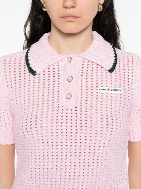 Casablanca textured-knit polo top - Pink
