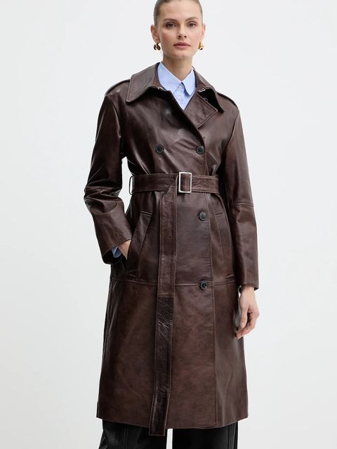 MAX&Co. płaszcz skórzany kolor brązowy 2526476013200 - zdjęcie produktu nr 1