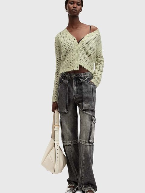 AllSaints kardigan wełniany VIVIAN kolor beżowy W056KB