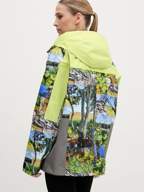 adidas by Stella McCartney kurtka przeciwdeszczowa TrueNature Earth Collage damska kolor zielony przejściowa oversize JF8480 - zdjęcie produktu nr 2
