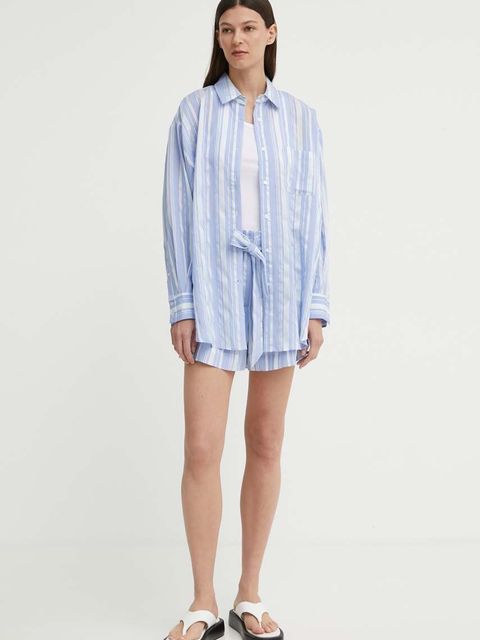 Bruuns Bazaar koszula SwiniesBBLouise shirt damska kolor niebieski relaxed z kołnierzykiem klasycznym BBW3976