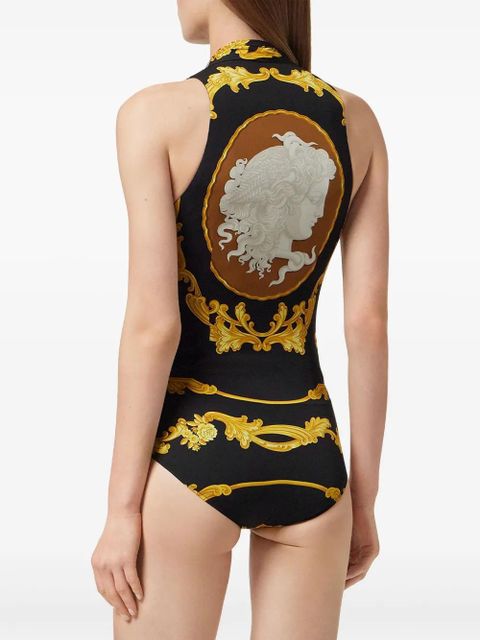 Versace Cameo silk draped bodysuit - Black