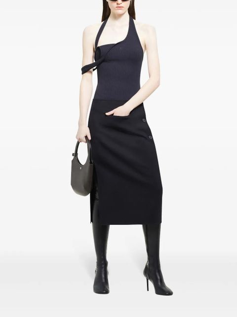 Courrèges asymmetric ribbed-knit tank top - Black