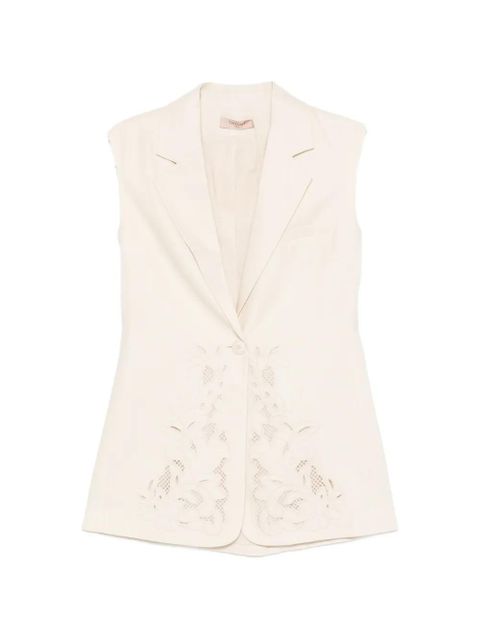 TWINSET embroidered sleeveless waistcoat - Neutrals - zdjęcie produktu nr 1