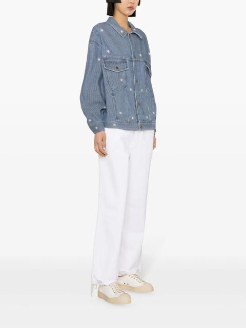 Golden Goose Babette floral-embroidered denim jacket - Blue