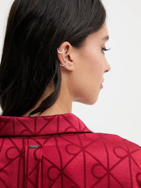 Calvin Klein Underwear koszula piżamowa damska kolor bordowy satynowa LV00QS7535 - zdjęcie produktu nr 2