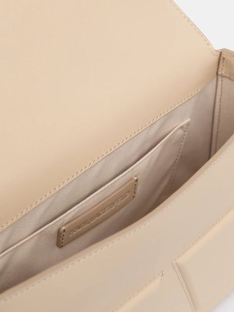 Karl Lagerfeld torebka skórzana IKON/K kolor beżowy A1W30154